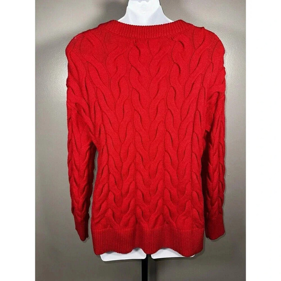 NEW Philosophy Womens Sweater Plus Size XS RED Viscose Blend Chunky Knit Crew - Picture 2 of 10